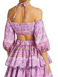 Geometric-Print Halter Top