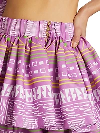 Geometric-Print Ruffle Skirt