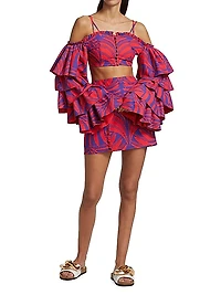 Leaf-Print Pencil Skirt