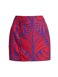 Leaf-Print Pencil Skirt