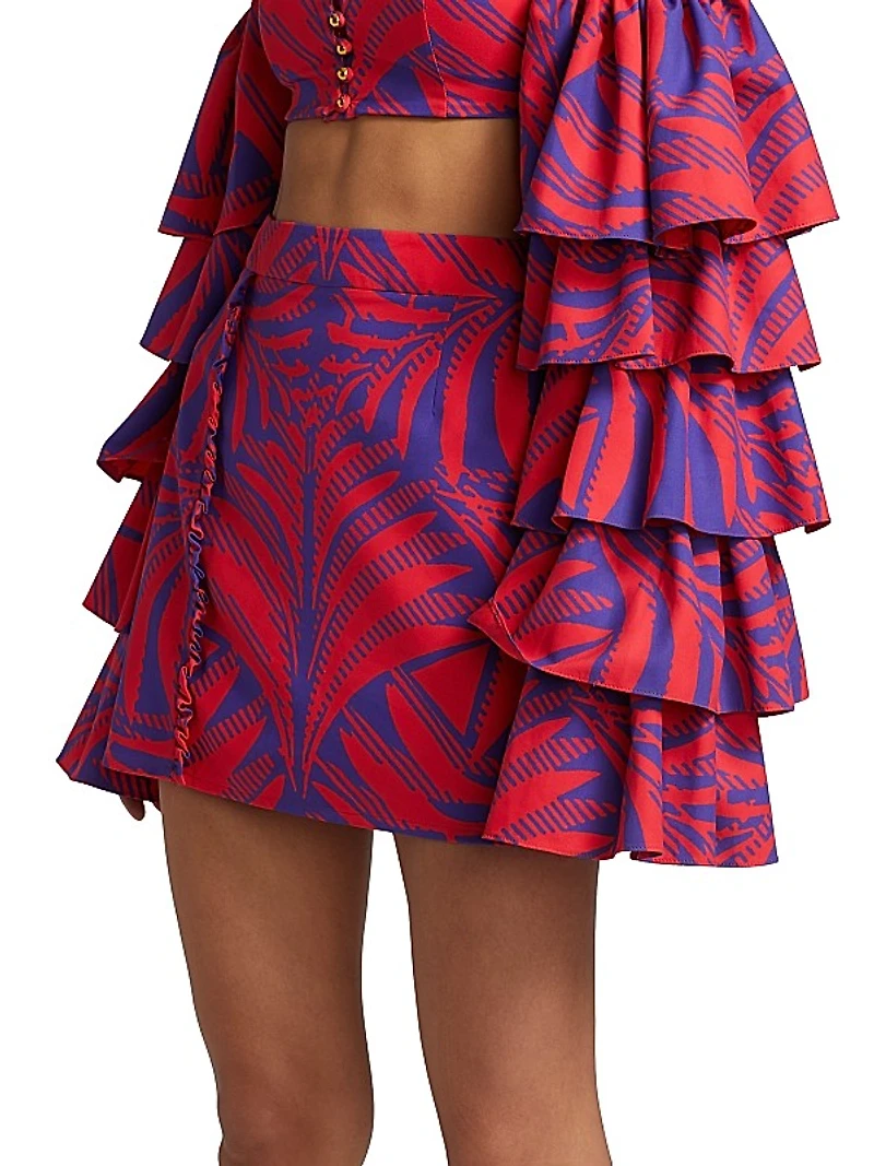 Leaf-Print Pencil Skirt