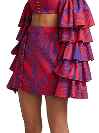 Leaf-Print Pencil Skirt