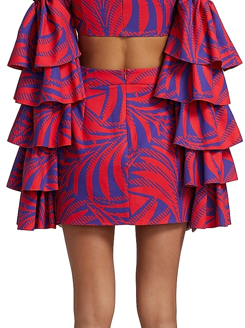 Leaf-Print Pencil Skirt