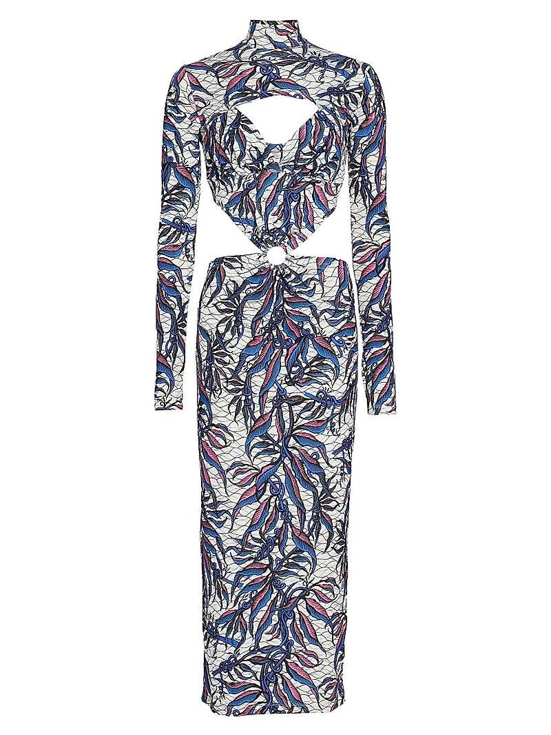 Printed Cut-Out Maxi Dress