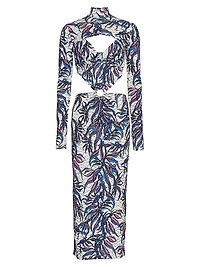Printed Cut-Out Maxi Dress