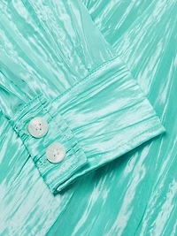 Crinkled Taffeta Tie Front Shirt
