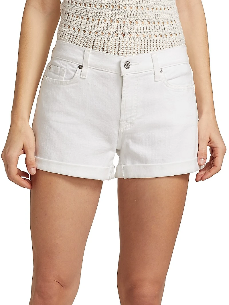 Low-Rise Stretch Denim Rolled Shorts