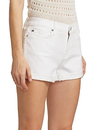 Low-Rise Stretch Denim Rolled Shorts