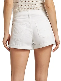 Low-Rise Stretch Denim Rolled Shorts