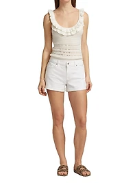Low-Rise Stretch Denim Rolled Shorts