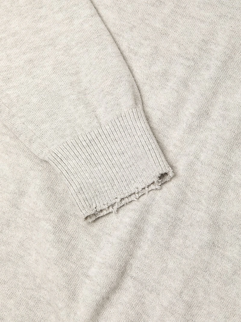 Distressed Cotton & Cashmere Knit Pullover Sweatshirt