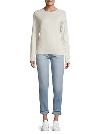 Distressed Cotton & Cashmere Knit Pullover Sweatshirt