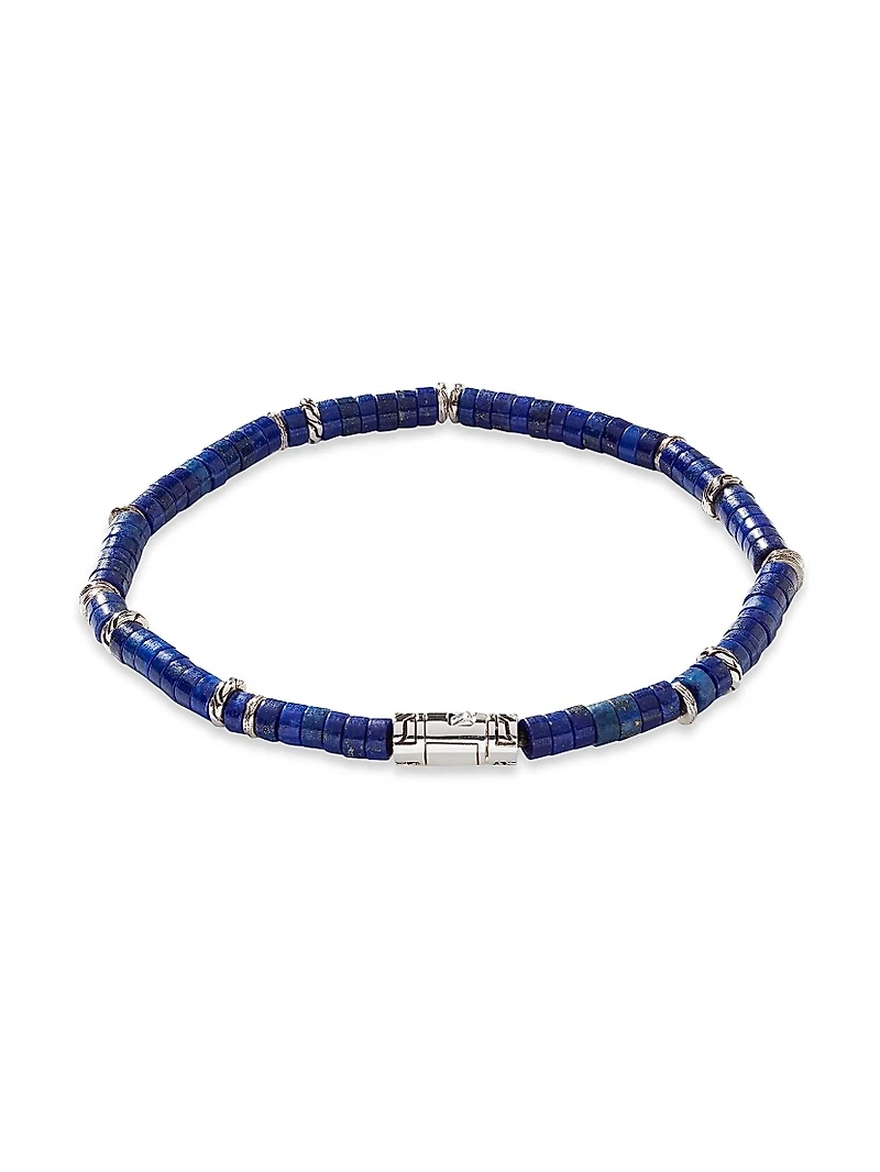 Sterling Silver & Lapis Lazuli Heishi Beaded Bracelet
