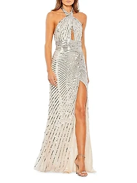 Sequined Halterneck Gown