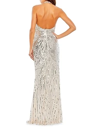 Sequined Halterneck Gown