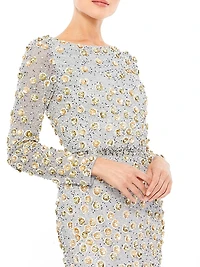 Beaded Trailing Hem Gown
