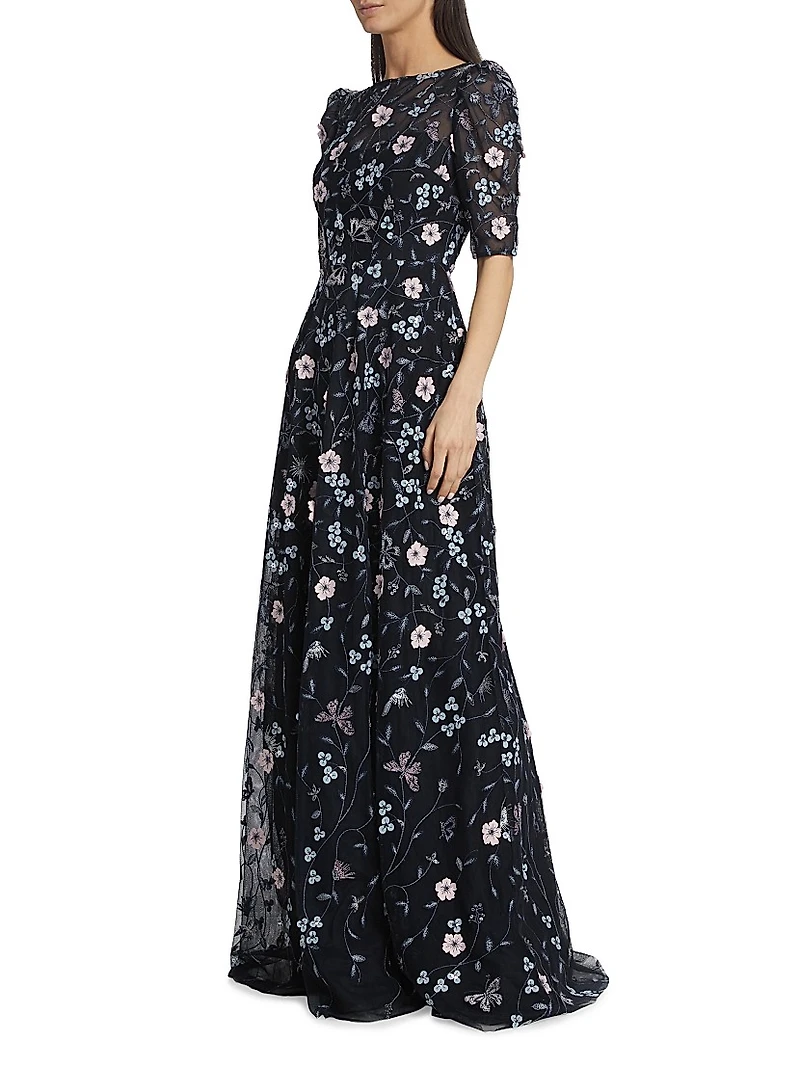 Floral Embroidered Gown