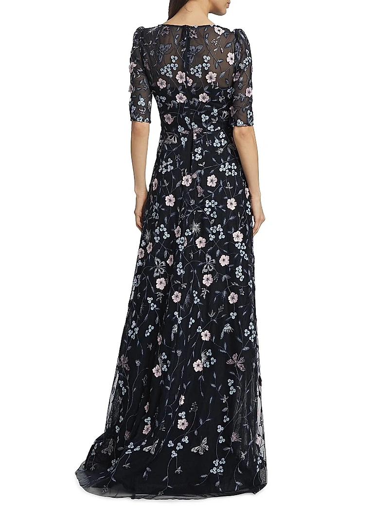Floral Embroidered Gown