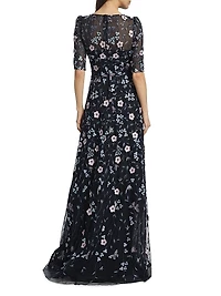 Floral Embroidered Gown