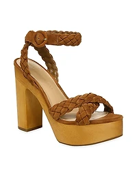 Gael Suede Braided Ankle-Strap Platform Sandals