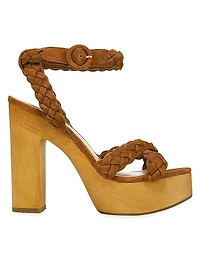 Gael Suede Braided Ankle-Strap Platform Sandals