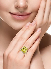 14K Yellow Gold, Diamond & Lemon Quartz Ring