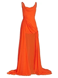 Eva Draped High-Low Gown