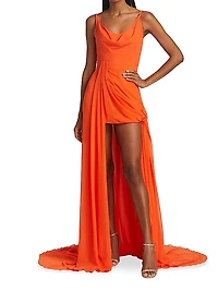 Eva Draped High-Low Gown