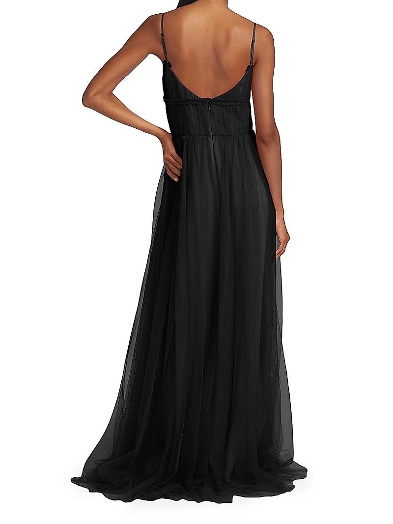 Manuela Tulle Cape Back Gown