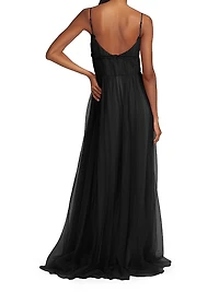 Manuela Tulle Cape Back Gown