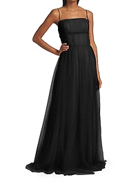 Manuela Tulle Cape Back Gown