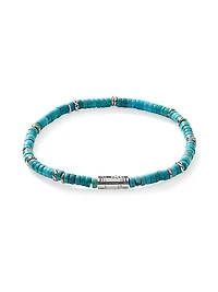 Chain Classic Sterling Silver & Turquoise Beads Bracelet