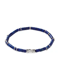 Chain Classic Sterling Silver & Lapis Lazuli Bead Bracelet