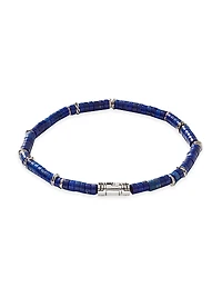 Chain Classic Sterling Silver & Lapis Lazuli Bead Bracelet