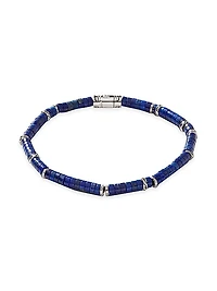 Chain Classic Sterling Silver & Lapis Lazuli Bead Bracelet
