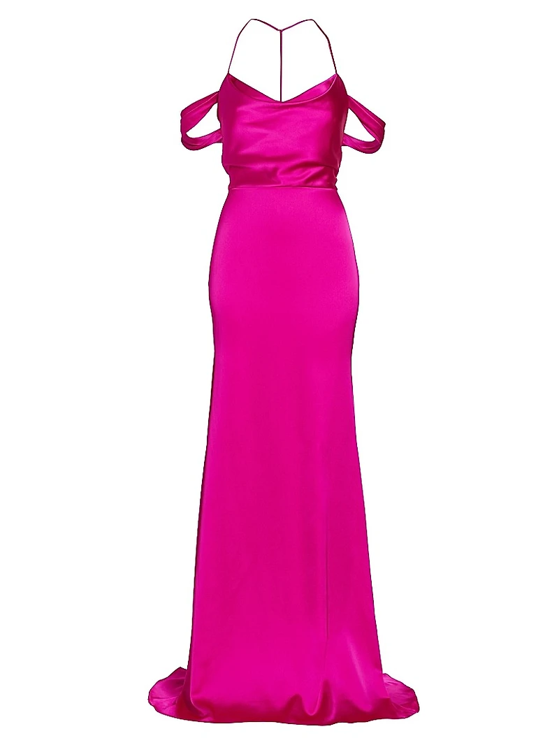 Muriel Satin Open-Back Gown