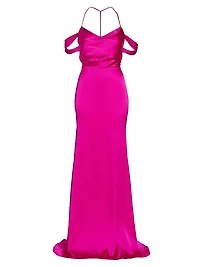 Muriel Satin Open-Back Gown