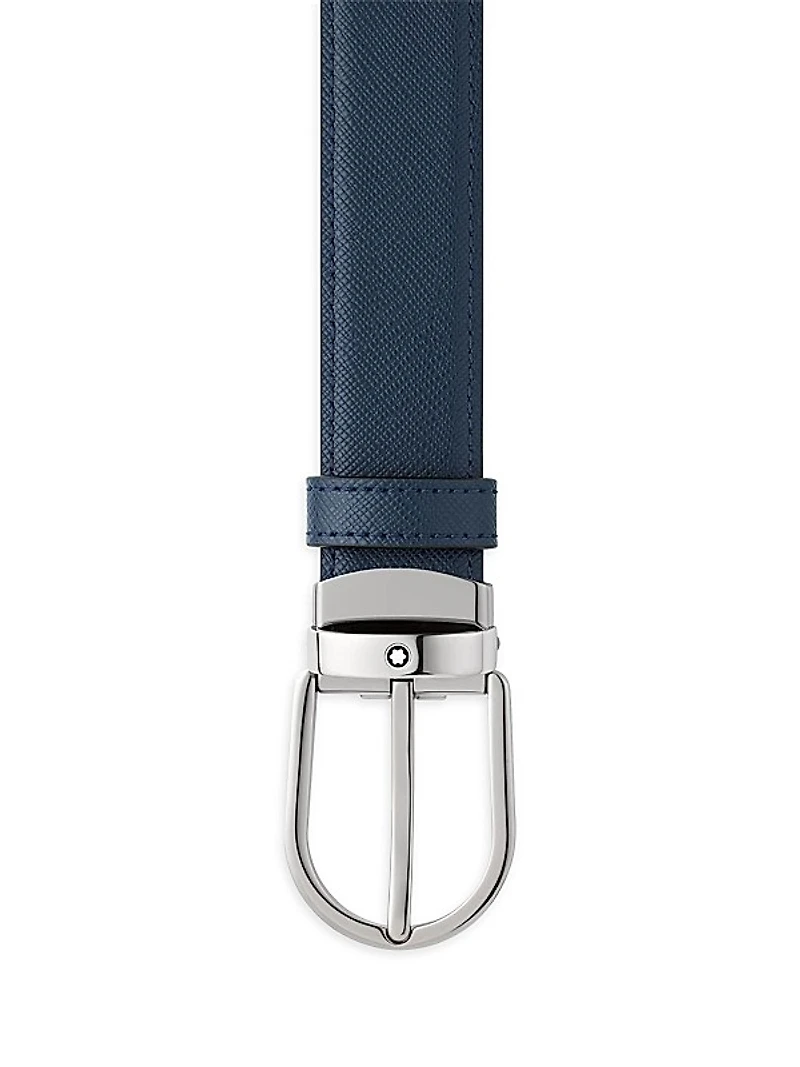 Horseshoe Buckle Cut-to-Size Reversible Leather Belt