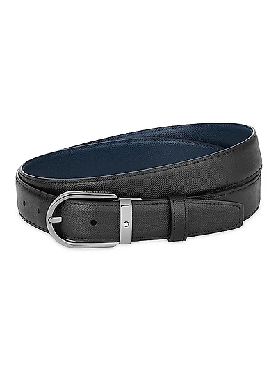 Horseshoe Buckle Cut-to-Size Reversible Leather Belt
