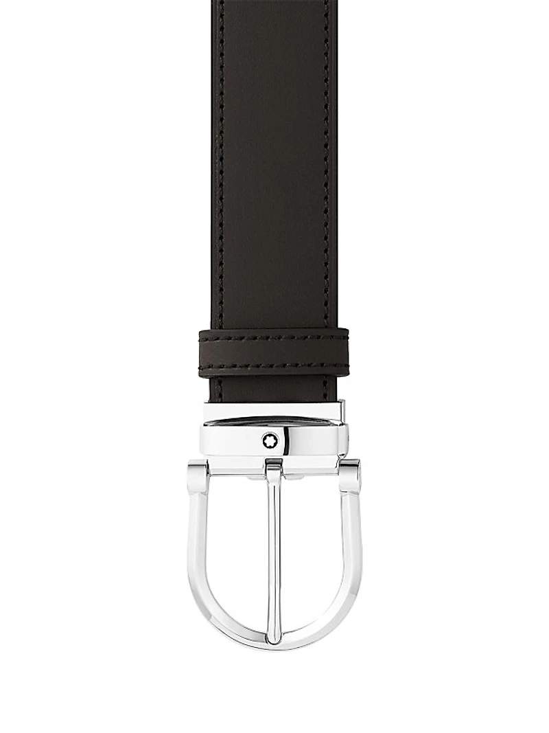 Horseshoe Buckle Cut-to-Size Reversible Leather Belt