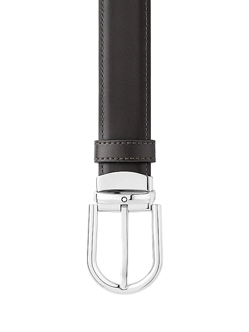 Horseshoe Buckle Cut-to-Size Reversible Leather Belt