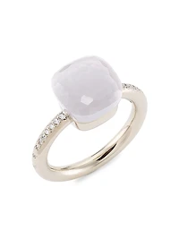 Nudo Classic 18K White Gold, Milky Quartz & Diamond Ring