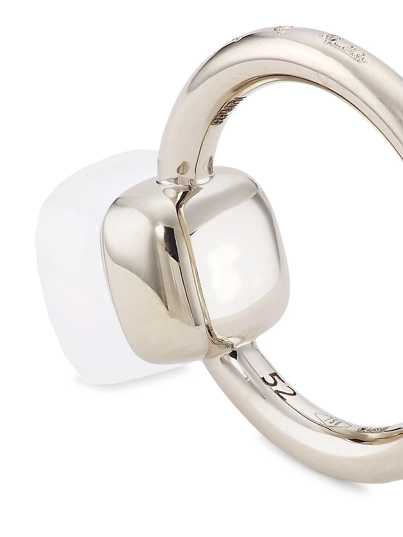 Nudo Classic 18K White Gold, Milky Quartz & Diamond Ring