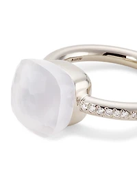 Nudo Classic 18K White Gold, Milky Quartz & Diamond Ring