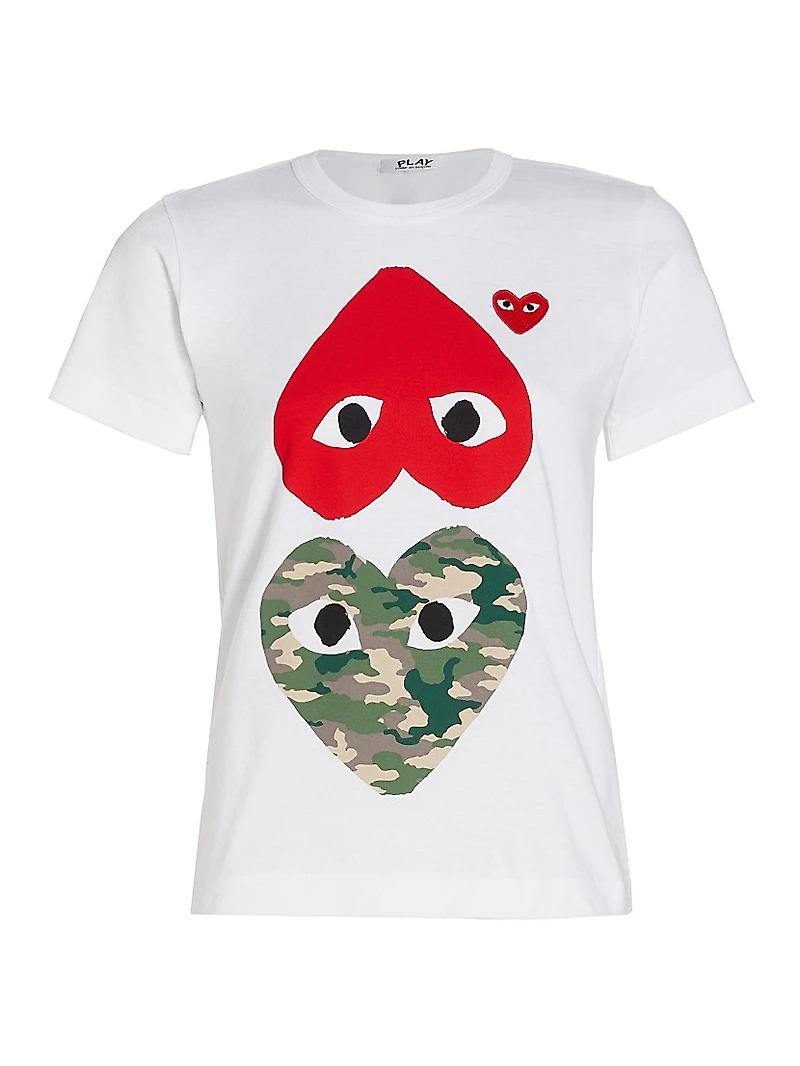 Camouflage-Heart-Print Cotton Jersey T-Shirt