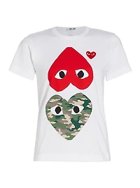 Camouflage-Heart-Print Cotton Jersey T-Shirt