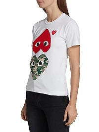 Camouflage-Heart-Print Cotton Jersey T-Shirt