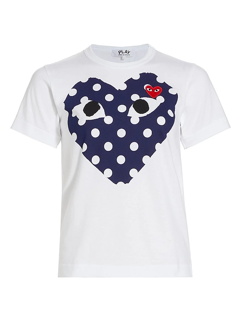Polka Dot Heart-Print Cotton Jersey T-Shirt