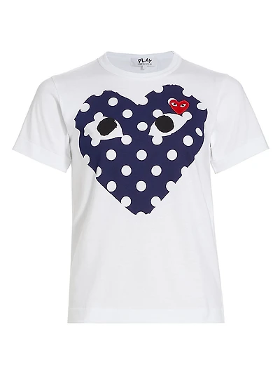 Polka Dot Heart-Print Cotton Jersey T-Shirt
