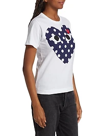 Polka Dot Heart-Print Cotton Jersey T-Shirt